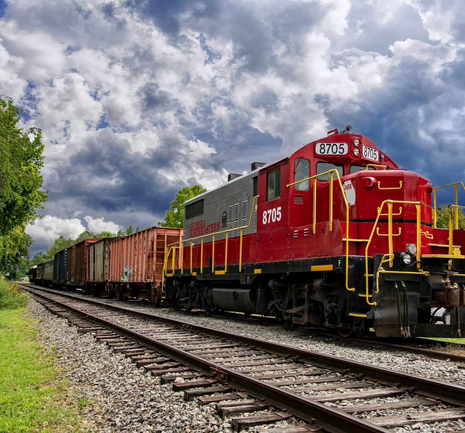 Freight train on railway tracks